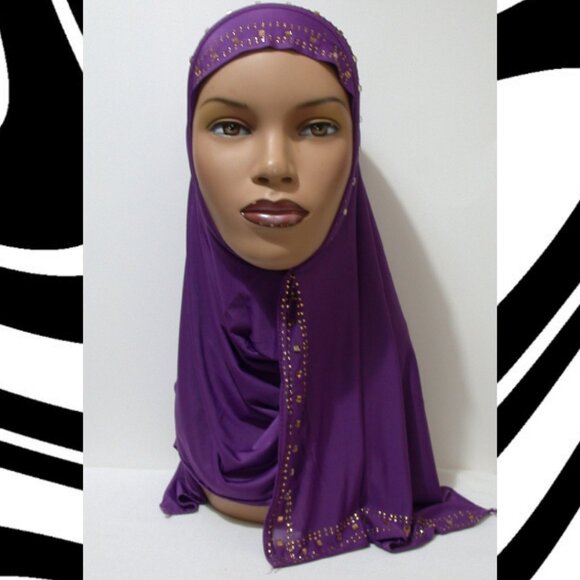 1 pc Instant Slip On Mona Style Hijab Purple - Picture 1 of 3